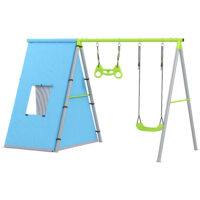 Schaukelset 3-in-1 mit Spielzelt und Turnringen für Kinder