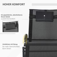 Schaukelstuhl Gartenliege mit Kopfstütze für Garten schwarz