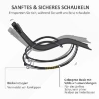 Schaukelstuhl Gartenliege mit Kopfstütze für Garten schwarz
