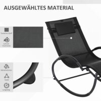Schaukelstuhl Gartenliege mit Kopfstütze für Garten schwarz