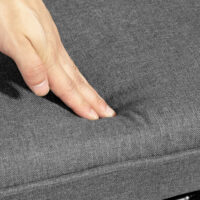 Schaukelstuhl in Leinenoptik mit Hocker, stilvoller Schwingsessel für gemütliche Stunden.