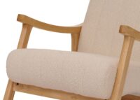 Schaukelstuhl Relaxsessel Holz Bouclé beige Gestell natur
