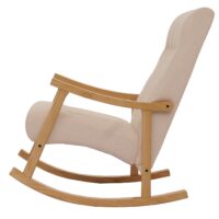 Schaukelstuhl Relaxsessel Holz Bouclé beige Gestell natur