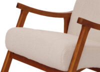 Schaukelstuhl Relaxsessel Holz Bouclé beige Gestell Walnuss-Optik