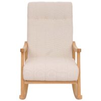 Schaukelstuhl Relaxsessel Holz Bouclé creme Gestell natur