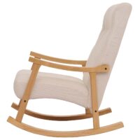 Schaukelstuhl Relaxsessel Holz Bouclé creme Gestell natur