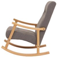 Schaukelstuhl Relaxsessel Holz Bouclé dunkelgrau Gestell natur