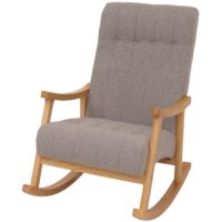 Schaukelstuhl Relaxsessel Holz Bouclé grau Gestell natur
