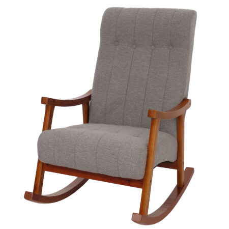 Schaukelstuhl Relaxsessel Holz Bouclé grau Gestell Walnuss-Optik