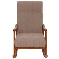 Schaukelstuhl Relaxsessel Holz Bouclé taupe Gestell Walnuss-Optik