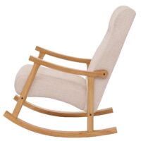 Schaukelstuhl Relaxsessel Holz Chenille creme Gestell natur