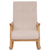 Schaukelstuhl Relaxsessel Holz Chenille creme Gestell natur