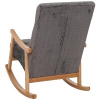 Schaukelstuhl Relaxsessel Holz Chenille dunkelgrau Gestell natur