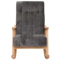Schaukelstuhl Relaxsessel Holz Chenille dunkelgrau Gestell natur