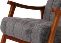 Schaukelstuhl Relaxsessel Holz Chenille dunkelgrau Gestell Walnuss-Optik