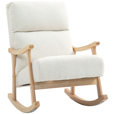 Schaukelstuhl ergonomisch für Wohnzimmer 120kg Samtoptik cremeweiss