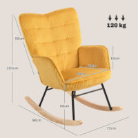 Schaukelstuhl Vintage gepolstert für Wohnzimmer aus Holz Gelb