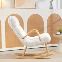 Schaukelstuhl in Wollenoptik, komfortabler Relaxsessel für gemütliche Stunden im Wohnzimmer.