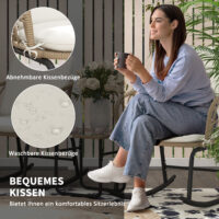 Schaukelstuhlset Rattan wetterfest Boho für Balkon Garten Creme