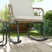 Schaukelstuhlset Rattan wetterfest Boho für Balkon Garten Creme