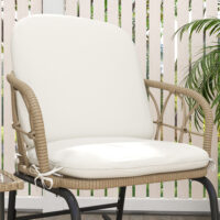 Schaukelstuhlset Rattan wetterfest Boho für Balkon Garten Creme
