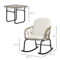 Schaukelstuhlset Rattan wetterfest Boho für Balkon Garten Creme