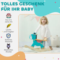 Schaukeltier Esel für Babys mit Haltegriffen blaugrün