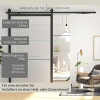 Schiebetür Bausatz leise für Holz und Zementwand Stahl schwarz