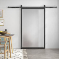 Schiebetür Bausatz leise für Holz und Zementwand Stahl schwarz