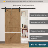 Gleitschienen Bausatz Schiebetür Metall 2m 100kg schwarz