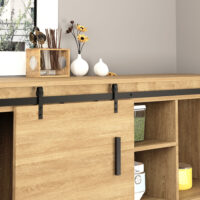 Schwarzer Schiebetürbeschlag aus Kohlenstoffstahl für eine einzelne Schiebetür.