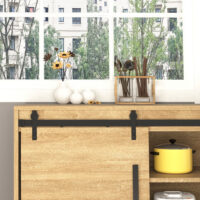 Schwarzer Schiebetürbeschlag aus Kohlenstoffstahl für eine einzelne Schiebetür.