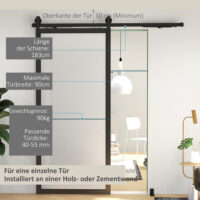 Schiebetürsystem leise für Holz und Zementwände 183cm Stahl