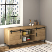 Komplettes schwarzes Schiebetürsystem für zwei Schiebetüren.