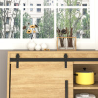 Komplettes schwarzes Schiebetürsystem für zwei Schiebetüren.