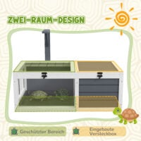 Schildkrötenhaus mit Fenster und zwei Räumen aus Holz
