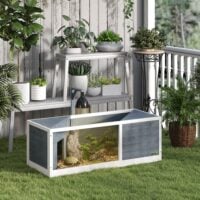 Schildkrötenhaus Terrarium mit Lampe und transparenter Front grau