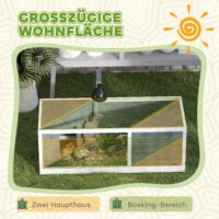 Schildkrötenhaus Terrarium mit Lampe und transparenter Front grau