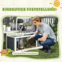 Schildkrötenhaus Terrarium mit Lampe und transparenter Front grau