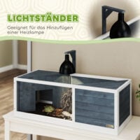 Schildkrötenhaus Terrarium mit Lampe und transparenter Front grau