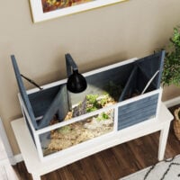 Schildkrötenhaus Terrarium mit Lampe und transparenter Front grau