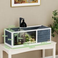 Schildkrötenhaus Terrarium mit Lampe und transparenter Front grau