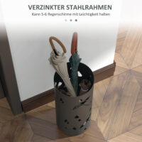 Schirmständer mit herausnehmbarem Bodenfach aus Stahl grau