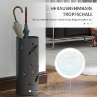 Schirmständer mit herausnehmbarem Bodenfach aus Stahl grau