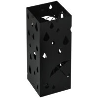 Schirmständer mit 4 Haken und Tropfschale aus Stahl schwarz