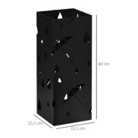 Schirmständer mit 4 Haken und Tropfschale aus Stahl schwarz