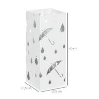 Schirmständer mit 4 Haken und Tropfschale aus Stahl weiss