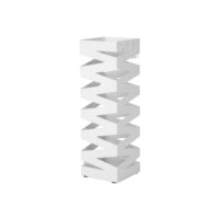 Weißer Schirmständer aus Metall, modern und stabil.