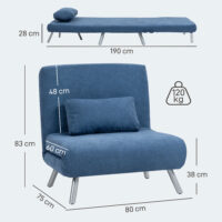 Schlafsessel mit Bettfunktion Gästebett Stoffbezug blau