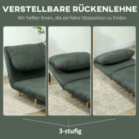 Schlafsessel mit Bettfunktion Gästebett Cord verstellbare Kopfstütze grün